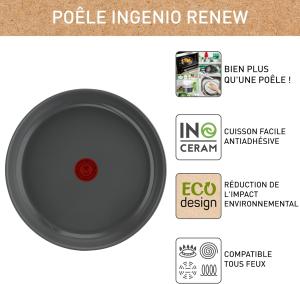 Image Poêle 24cm TEFAL L2600402 Ingenio Renew - Revêtement céramique antiadhésif