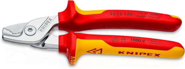 Image Coupe-câbles Knipex  95 16 160 StepCut chromée, isolées par gaines bi-matière, certifiées VDE 160 mm