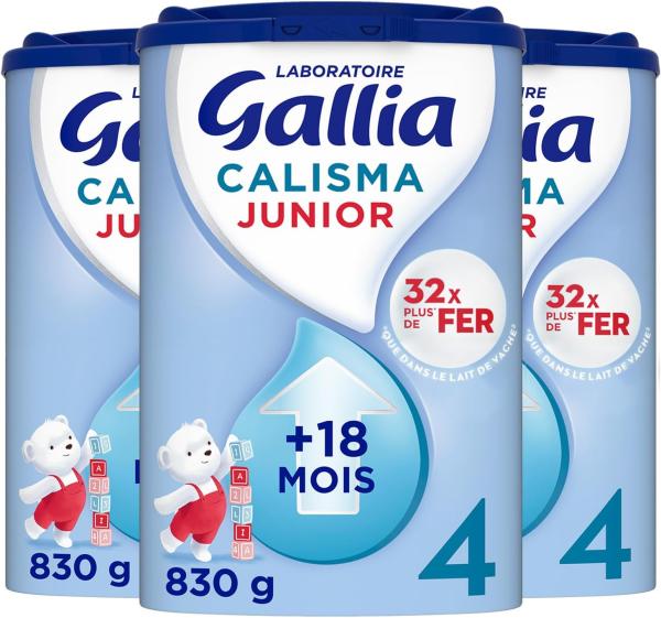 Image Lot de 3 boites Lait infantile Gallia Calisma Junior 4ème âge - 3x830g