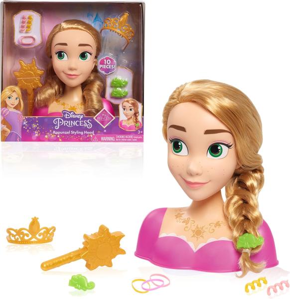 Image Coffret Raiponce - Tête à coiffer Princesses Disney Just Play - Chevelure Blonde - 10 Accessoires