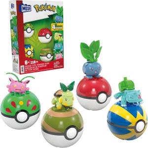 Image Coffret 118 pièces Pokémon de type Plante MEGA HWR77 Pokémon Dresseur - Bulbizarre, Tortipouss, Granivol et Mystherbe