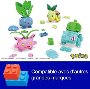 Image Coffret 118 pièces Pokémon de type Plante MEGA HWR77 Pokémon Dresseur - Bulbizarre, Tortipouss, Granivol et Mystherbe