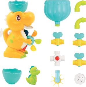 Image Coffret de Bain Dino LUDI 140071 -  Circuit d’Eau à Construire, Grand Dinosaure, Bébé Dino Aspergeur
