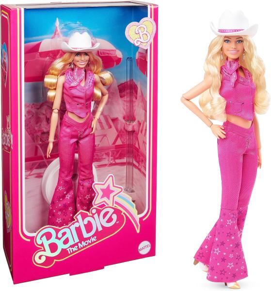 Image Poupée Mannequin Barbie HPK00 The Movie - Inspirée du Film avec Margot Robbie - Tenue Western Rose Et Chapeau De Cowboy