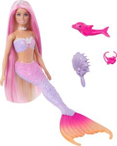 Image Poupée Sirène « Malibu » Barbie HRP97 Aux Cheveux Roses - Accessoires Coiffure, Animal De Compagnie Dauphin