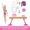 Image Coffret 10 Accessoires Barbie HRG52 Gymnastique - 1 Poupée Blonde, Pince en C, Poutre D’Équilibre, Combinaison D’Échauffement