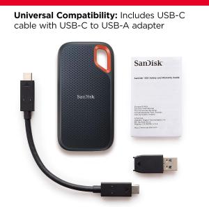 Image Disque SSD Externe Portable 8To SanDisk SDSSDE61-8T00-G25 Extreme - Noir