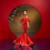 Image Poupée Barbie JBJ11 Signature Nouvel an Chinois, avec Robe Chinoise à imprimé Fleur de Prunier et Accessoires