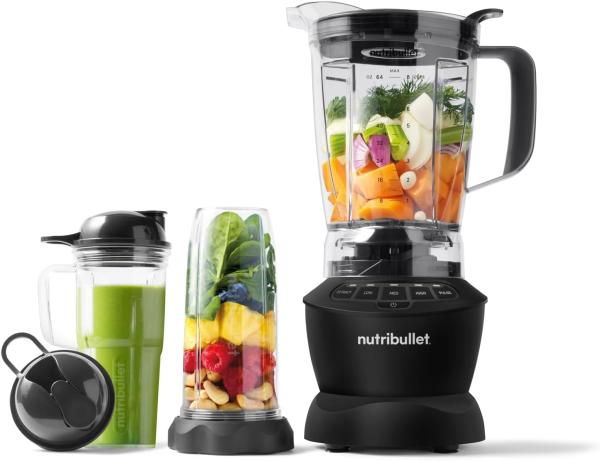 Image Mixeur Electrique Nutribullet NBF500MB Full Size Blender Combo - carafe 1,9l, verres 946ml et 710ml, noir