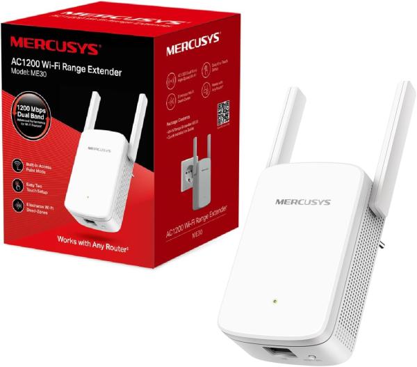 Image Répéteur WiFi MERCUSYS ME30 TP-Link MU-MIMO Amplificateur Bi-bande WiFi AC1200 Mbps
