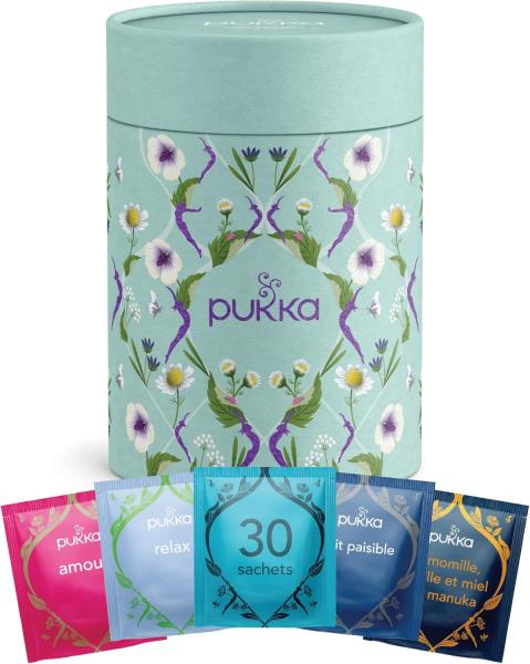 Image Coffret Découverte Pukka Thés et Infusions - 6 Saveurs, Menthe, Matcha, Nuit, Relax, 30 Sachets
