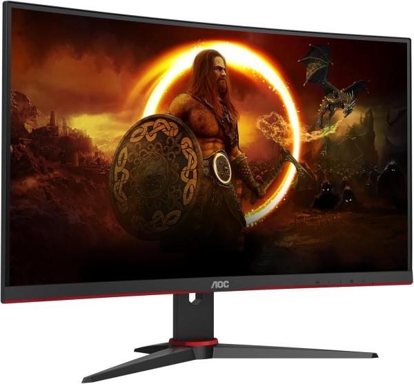 Image Écran PC gamer incurvé 27" QHD AOC CQ27G2U -  FreeSync - 1 ms, 144 Hz, 2560x1440 - noir/rouge