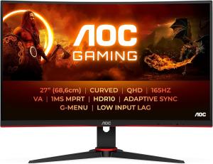 Image Écran PC gamer incurvé 27" QHD AOC CQ27G2U -  FreeSync - 1 ms, 144 Hz, 2560x1440 - noir/rouge