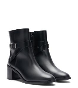 Image Bottes Femme Stuart Weitzman Esme Belted Zip Bootie Veau Heritage/Talon Empilé. - Noir ou BRUN FONCÉ