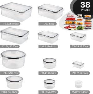 Image Pack 38 Pièces YASHE 	‎SE-38PCS - Boîtes Conservation Alimentaire Hermétiques  Sans BPA