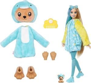 Image Coffret Barbie HRK25 Cutie Reveal Avec Poupée Articulée Blonde Et Mèche Bleue + Accessoires