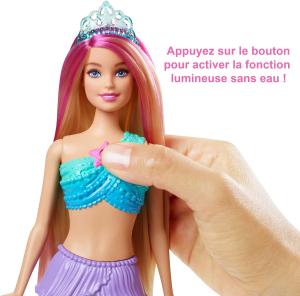 Image Poupée Barbie HDJ36 Sirène Dreamtopia Blonde Scintillante - Fonction Lumineuse Au Contact De L’Eau