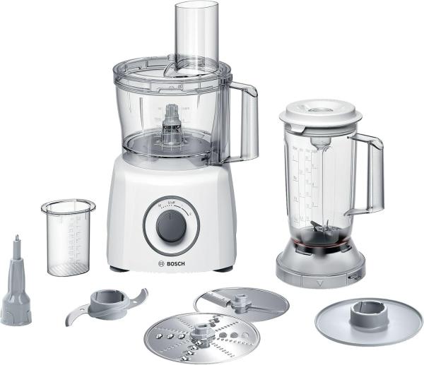 Image Robot de Cuisine Bosch Electroménager MCM3200W MultiTalent - 2 vitesses + fonction pulse, Blanc/Gris