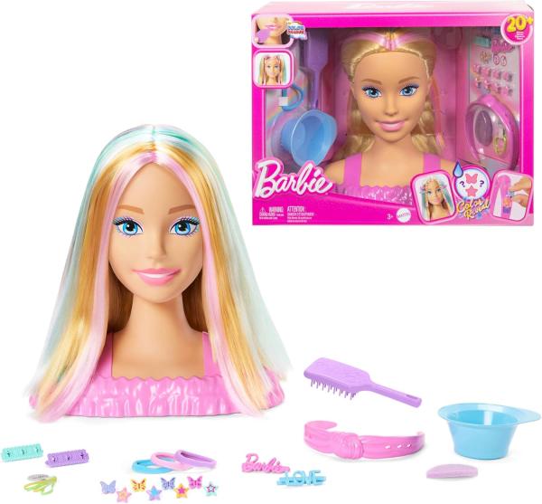 Image Tête à Coiffer Barbie JFG81 Color Reveal avec cheveux blonds et plus de 20 accessoires