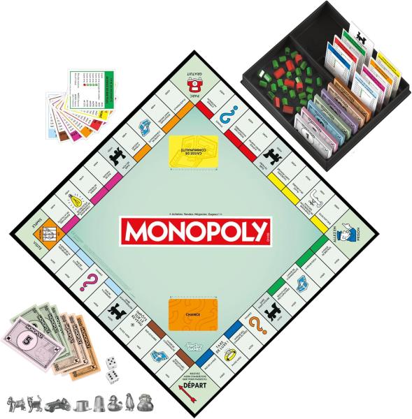Image Jeu de Plateau Monopoly Classique - Boîte de Rangement et pions Grand Format - Version française