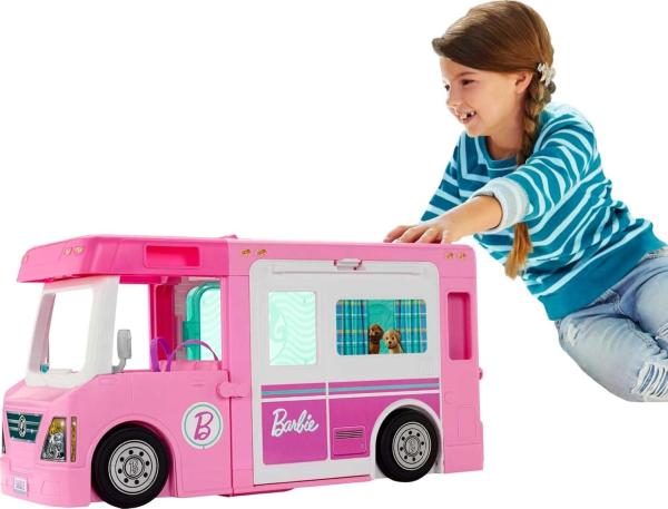 Image Camping-Car De Rêve 3-en-1 Barbie GHL93 DreamCamper - 60 Accessoires Inclus