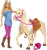 Image Poupée Barbie FXH13 et Son Cheval - Blonde en Tenue d'équitation avec Genoux articulés
