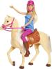 Image Poupée Barbie FXH13 et Son Cheval - Blonde en Tenue d'équitation avec Genoux articulés