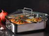 Image Plat à Rôtir RÖSLE 91946 EXPERTISO - Sauteuse Inox 18/10 avec Couvercle en Verre - 38 x 28 cm, Argent