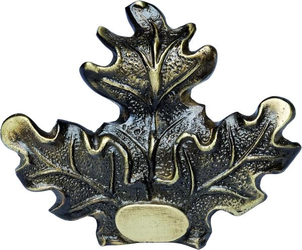 Image Décor Feuilles de Chêne pour Trophée de Sanglier Januel - Fixation Dents et Grès - Bronze Vieilli