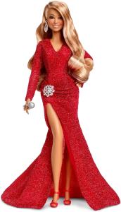 Image Poupée Barbie HJX17 Mariah Carey en Robe De Soirée Rouge Brillante avec Accessoires Argentés