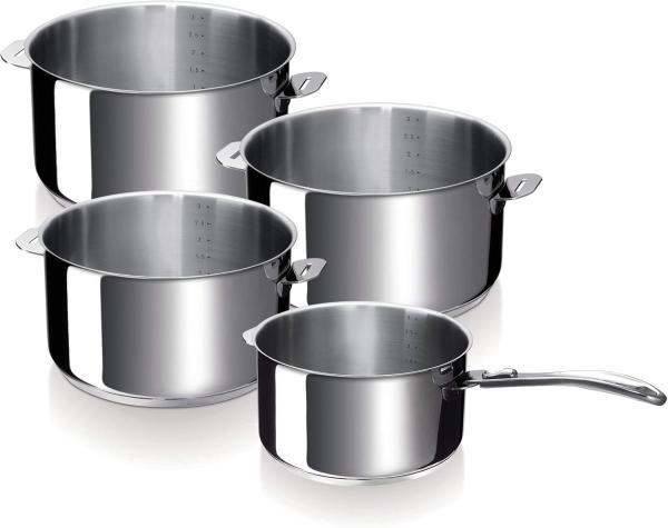Image Pack 4 Casseroles Bekaline 12326984 Evolution Série + 1 Manche Amovible en acier inoxydable 14/20 cm