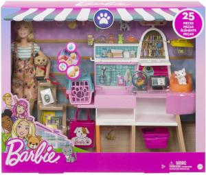 Image Coffret Poupée Barbie GRG90 Mobilier et Son animalerie -  4 Figurines Animaux et Accessoires Inclus, Jouet pour Enfant