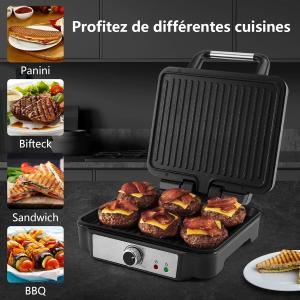 Image Grille Électrique à Viande YASHE ‎SW-3018 - Tranches de Grill Panini avec Plaques Revêtues Antiadhésives 1800W
