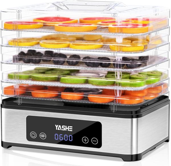 Image Déshydrateur Alimentaire YASHE ‎FD-1019 - Séchoir en Inox à 5 Plateaux, 400W - Température Réglables