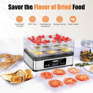 Image Déshydrateur Alimentaire YASHE ‎FD-1019 - Séchoir en Inox à 5 Plateaux, 400W - Température Réglables