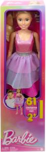 Image Grande Poupée Barbie HJY02 Blonde Fashionistas avec Robe Rose Irisée, 71Cm Collier, Barrettes À Cheveux Et Autres Accessoires