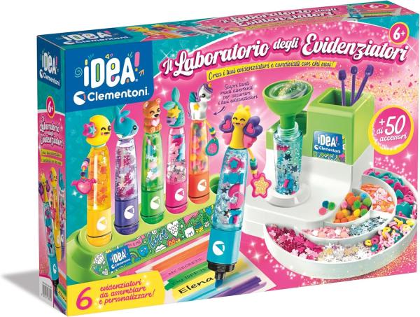 Image Laboratoire Clementoni Idea 18854 Surligneurs personnalisés, kit créatif pour enfants 6+ ans, avec 50+ accessoires