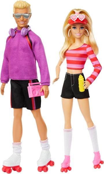 Image Coffret Barbie HXK90 Fashionistas 2 poupées Barbie et Ken et 6 accessoires, poupées de collection - 65e anniversaire