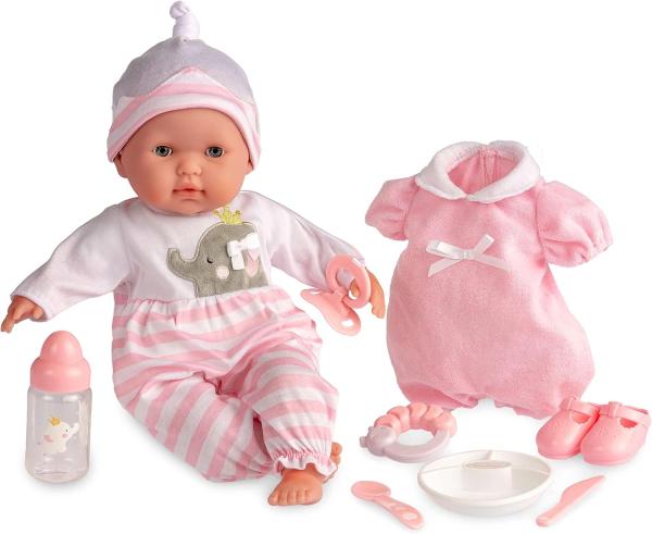 Image Poupée Nouveau-né JC TOYS 30040 Berenguer - 38 cm, Corps Mou, avec Accessoires. Robe