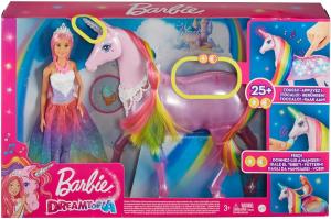 Image Poupée Barbie GWM78 Dreamtopia Licorne Rose Lumières Magiques crinière Arc-en-Ciel