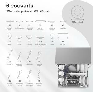 Image Lave-vaisselle COMFEE' TD602E-W - Compact pose libre, écran LED, 6,5 litres, blanc