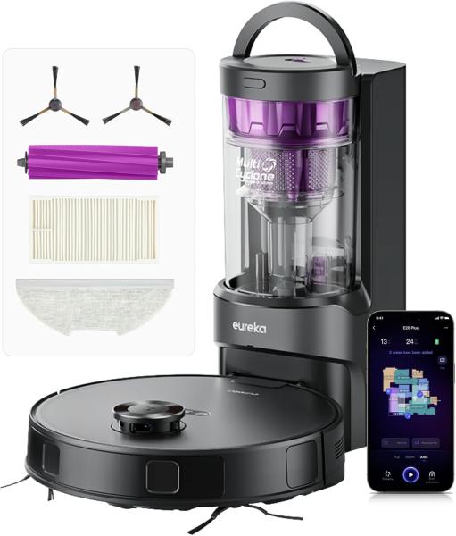 Image Aspirateur Robot Eureka E20 Plus-BK DuoDetect AI - 8000 Pa avec Station de Vidange Automatique sans Sac