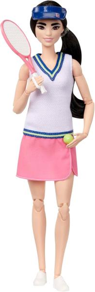 Image Poupée Barbie HKT73 Métiers - Joueuse De Tennis en Tenue Complète avec Haut, Jupe, Baskets Et Visière
