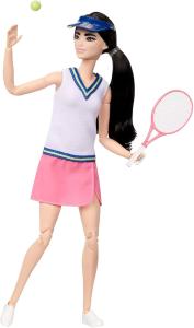 Image Poupée Barbie HKT73 Métiers - Joueuse De Tennis en Tenue Complète avec Haut, Jupe, Baskets Et Visière
