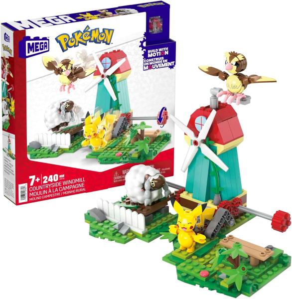 Image Coffret 240 Pièces MEGA HDL86 Pokémon - Moulin à la Campagne - Pikachu, Roucool Et Moumouton
