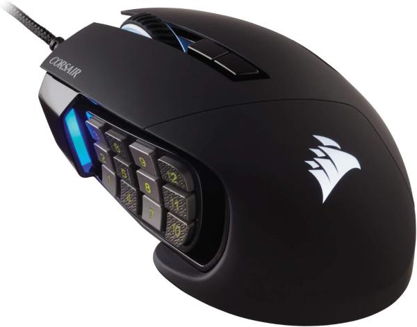Image Souris Filaire Gaming CORSAIR SCIMITAR RGB ELITE - Pour Jeu MOBA/MMO - 18 000 DPI - Noir