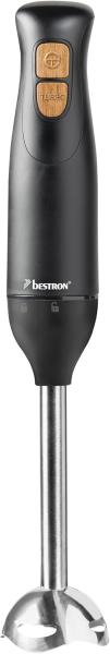 Image Mixeur plongeant Bestron ASM600BW - 2 niveaux de vitesse et une poignée ergonomique - Couleur: noir/bois