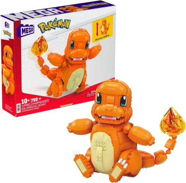 Image Coffret MEGA HHL13 Pokémon Salamèche Géant (28 cm) avec 750 Briques et pièces - Dès 7 Ans