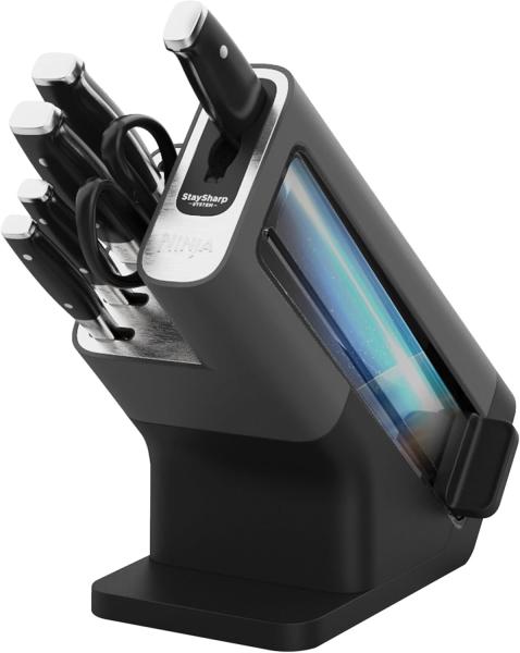 Image Bloc-couteaux Ninja K32006EU Foodi StaySharp - Affûteur, Ensemble de Couteaux 6 Pièces Aiguisés - Acier Inoxydable