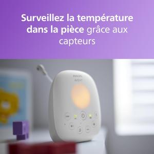 Image Écoute-bébé audio Philips SCD713/26 Avent DECT - avec veilleuse et berceuses, conversation bidirectionnelle